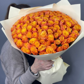 Букет из 101 огненной розы (40 см) в Пересвете