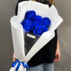 Букет из 5 синих роз Эквадор в Пересвете