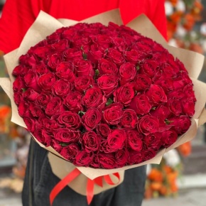 Букет 101 красная роза Кения (50 см) в Пересвете