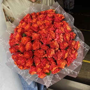 Букет 75 огненных роз (40 см) в Пересвете