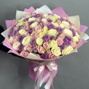 Букет из 101 розы пастельный микс (40 см) в Пересвете