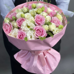 Букет "Нежное признание" из роз и эустом в Пересвете