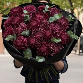 Букет из 21 винной хризантемы Бигоуди в Пересвете