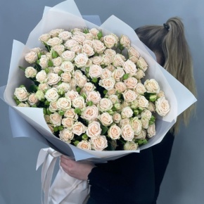 Букет из 25 кремовых кустовых роз (70 см) в Пересвете
