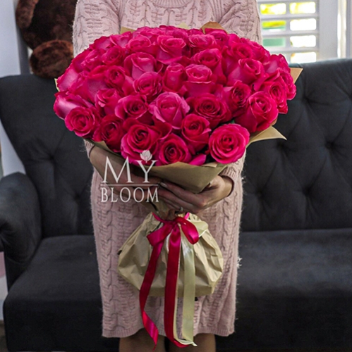 Букет 51 роза Эквадор Пинк Флоид (60 см) в Пересвете