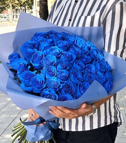 Букет из 51 синей розы Эквадор (60 см) в Пересвете